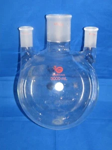 Labglass 3000ml 3 Hals 24/40 & 45/50 Rundboden Kochkolben - Bild 1 von 4