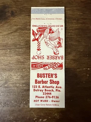 D704 Buster’s Barber Shop Delray Beach Florida Vintage Matchbook Cover - Image 1 of 2