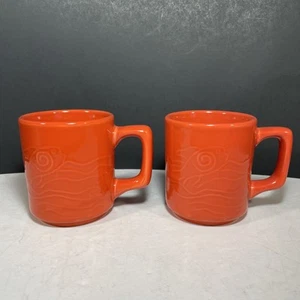 Vintage Buffalo China Swimming Fish 2 Mugs Red Restaurant Ware - Picture 1 of 12