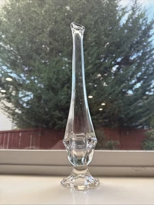 Vintage Fenton Valencia Clear Swung Glass 13” Vase Floral Base Design Unmarked - Picture 1 of 8