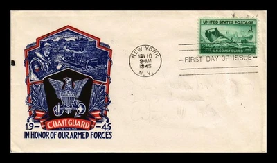 DR JIM STAMPS US COVER WWII COAST GUARD FDC SCOTT 936 STAEHLE CACHET ADDRESSED - Image 1 of 2