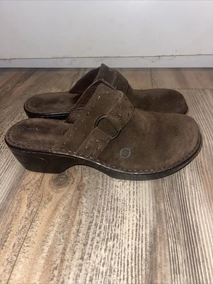Born Concept Women’s Brown Suede Leather Slip On Heeled Clogs Size 9 EUR 40.5 - Image 1 of 4