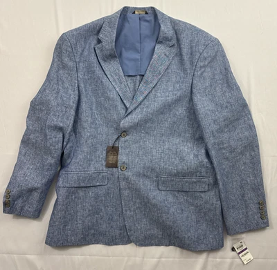 Tasso Elba Island Blazer Mens XXL 100% Linen Jacket Coat Blue 2XL Chambray - Image 1 of 4