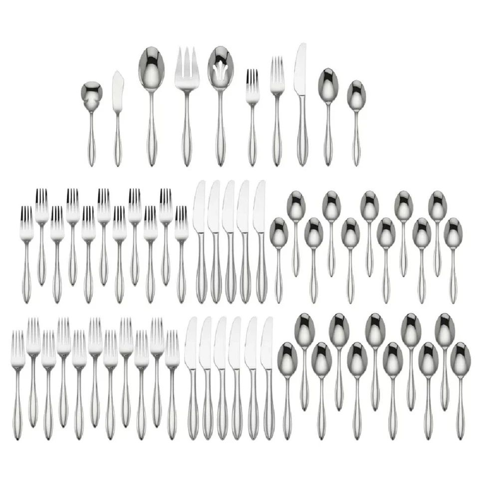 Lenox Sculpt 65piece 1810 Stainless Flatware Set Silver L816088041