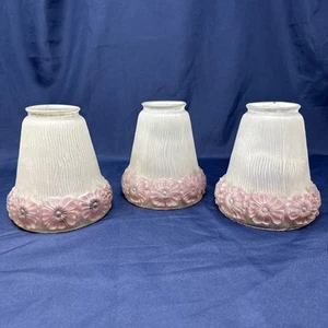 Vintage Jugendstil umgekehrt bemalt florales Design Milchglas Lampenschirm SET! - Bild 1 von 20
