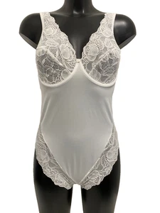 Vintage White All In One 36" bust Underwired Body Smooth silky soft satin feel - Picture 1 of 11