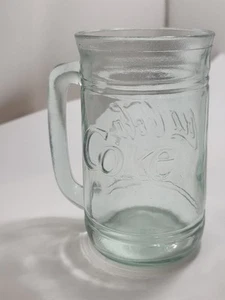 Tazza vintage Coca Cola Coca Cola vetro trasparente verde goffrato Stein 16 oz con manico - Foto 1 di 2