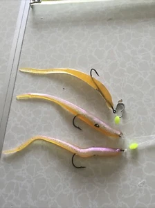 Meerangeln bereit gebundener Kabeljau und Pollock Rigs auf 4/0 Haken 5""/2 Ton Sandaal - Bild 1 von 5