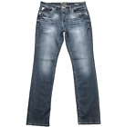 Salvage Jeans Mens 36X Blue Straight Regular Fit Dark Wash Mayhem Denim Stretch