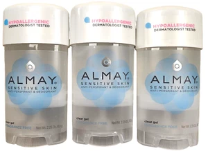 ALMAY GEL Sensitive Skin Antiperspirant Gel FRAGRANCE FREE 2.25oz ( 3 pack ) / - Picture 1 of 2