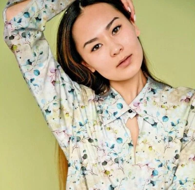 Gorgeous Green radiance viscose Floral Dress Fabric M1850 - Image 1 of 4