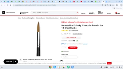 #10(round) Dynasty Fine Kolinsky watercolor brush (retails for $179) - Image 1 of 4