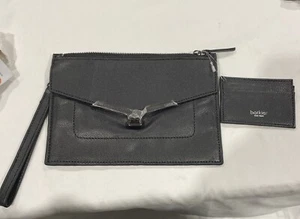 Botkier Black Leather Clutch Wristlet Purse 9X6 W/Credit Card Holder NEW - Picture 1 of 10