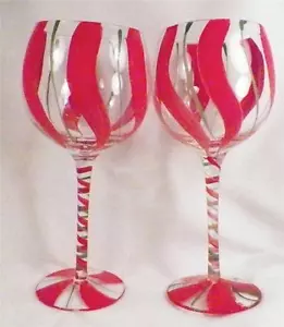 2 Glaskelche rot & grün Wirbel Weihnachten Glaswaren schöne & große Stiele - Bild 1 von 6