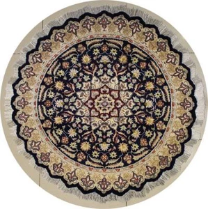 Rugstc 4x4 Pak Persiann Blue Area Rug, Hand-Knotted,Floral with Silk/Wool Pile - Picture 1 of 5