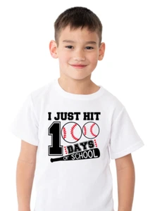 I Just Hit 100 Days of School Shirt, Baseball 100 Day Shirt, 100 Day Baseball T - Picture 1 of 4