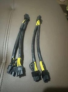 GPU VGA PCIe 6 Pin Female to Dual 2X 8 Pin (6+2) Male PCI Express (2 Pack ) - Picture 1 of 3