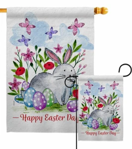 Spring Bunny Garden Flag Easter Decorative Small Gift Yard House Banner - Picture 1 of 17