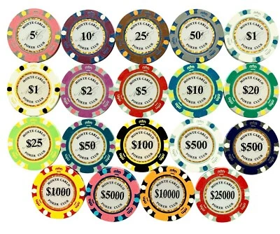 NEW 600 Monte Carlo Smooth 14 Gram Clay Poker Chips Bulk - Pick Your Chips - Image 1 of 4