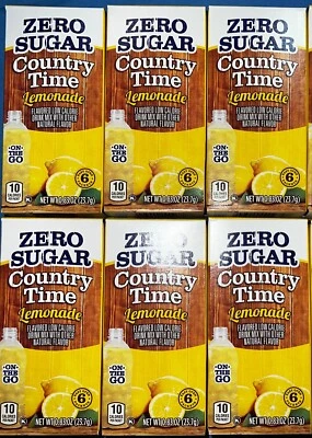 6 Boxes Country Time Lemonade - On the Go - Zero Sugar Drink Mix (36 packets)