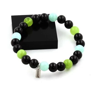 Bracelet Beads Angelite+Peridot+Black Agate 8 Mm. Manufactured IN France - Picture 1 of 3