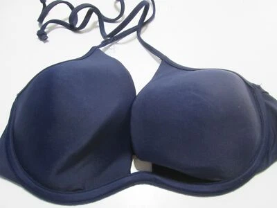 Gap 女式 34C 码比基尼上衣海军蓝钢圈内衬吊带泳装沙滩装 — 第 1/4 张图片