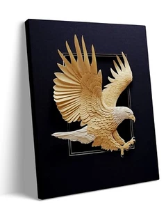 Amerikanischer 3D Weißkopfseeadler US Militär Wandbild Leinwanddrucke Wohndeko Vogel Poster - Bild 1 von 6