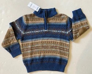 NWT Gymboree Moose Lodge 4 4T Half Zip Blue Fair Isle Pullover Sweater - Picture 1 of 1