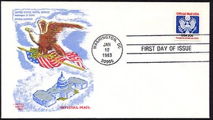 O135 20c Official Mail Stamp FDC Doris Gold Cachet Jan. 12, 1983 - Picture 1 of 1
