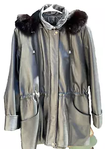 Weicher Leder und Pelz Parka Mantel Y2K Damselle für Boutique Talk of the Walk Gr. L - Bild 1 von 16