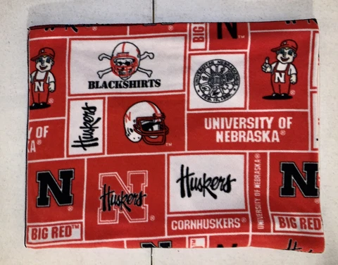 NEBRASKA CORNHUSKERS ~ Red Fleece Blanket 68” x 56" Cover