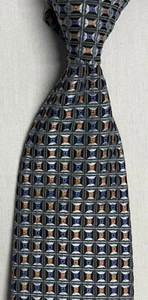 KOLTE ITALY ITALIENISCHE HANDGEWEBTE SILBERKRAWATTE KOMPLETT SEIDE MARINEBLAU PFIRSICH AKZENTE - Bild 1 von 4