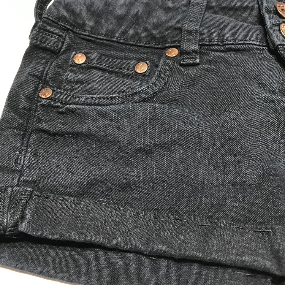 Pantalones Cortos Refuge Para Mujer Talla 0 Negros Denim Shortie Puños 5 Bolsillos Elastizados Cremallera Mosca Foto 1 de 4