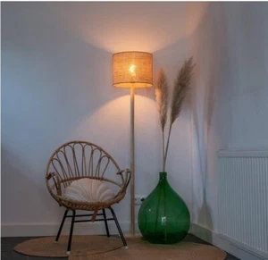 Qazqa Rural Floor lamp Wood with Linen Shade Natural32 cm Mels Country  - Picture 1 of 8