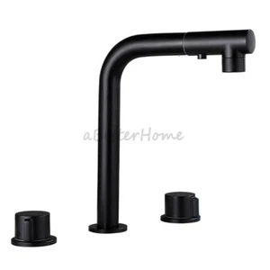 Bathroom Split Dual Handles 3 Hole Pull Out Basin Faucet Washroom Sink Mixer Tap - Picture 1 of 12