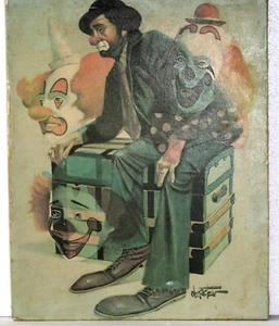 Signierter Chuck Oberstein Clown Lithographie Druck auf Leinwand - Bild 1 von 5