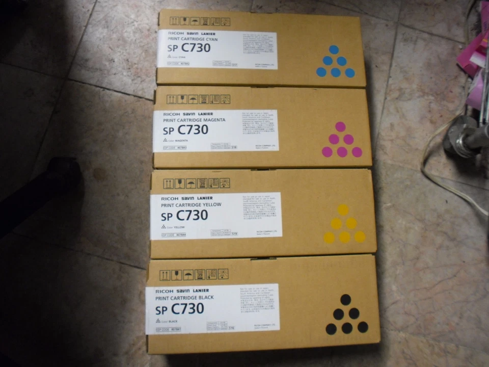 New 4PK Genuine Ricoh SP C730 H/Y Toner Cartridges 407843 407841 407844 407842 - Image 1 of 1
