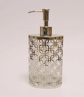 NUEVO BELLA LUX MARCO DE METAL PLATEADO OVALADO EXTERIOR, VIDRIO INTERIOR DISPENSADOR DE JABÓN Foto 1 de 4