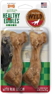 Nylabone Healthy Edibles WILD Natural LongLasting Dog Bone Bison Flavor 2 Treats - Picture 1 of 8