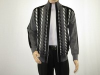 Men Silversilk Sweater Jacket Full Hidden Zipper Front Mock Neck 5250 Navy Blue