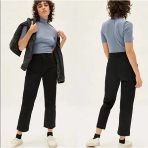 Everlane Cropped Straight Regular Wide Leg Jeans Black Size 12 - Picture 1 of 7