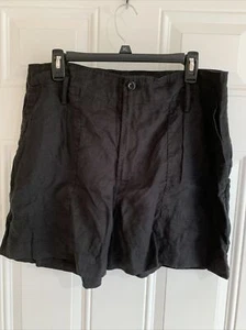 Lauren Ralph Lauren Womens Linen Shorts Black Lightweight Breathable Summer 14 - Picture 1 of 11
