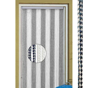 Türvorhang 60x190cm blau/weiß Polyester Fadenvorhang, Sichtschutz für Wohnmobil - Bild 1 von 7
