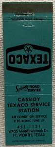 Vintage Matchbook Cover! Cassidy Texaco Service Station! Fort Worth, Tx! Oc1386 - Picture 1 of 3