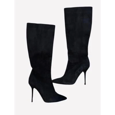 Dune London Black Suede Stiletto Knee High Boots Side Zipper Womens Type Size 40 - Image 1 of 4
