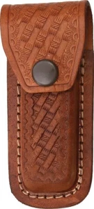 Funda de cuero tejido de canasta marrón para cuchillos plegables de 3,5" a 4" cerrado SH1131 - Imagen 1 de 1
