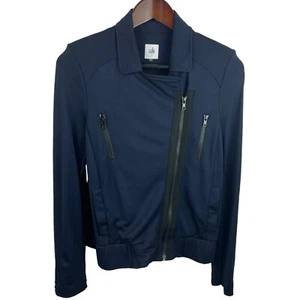 CAbi Size Small Chance Navy Asymetric Zip Moto Jacket #5476 Casual Dressy Date - Picture 1 of 10