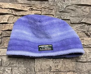 LL Bean Kids Girls Mountain Fleece Beanie Hat Sz L Purple  - Picture 1 of 6