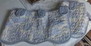 2 Waverly Button Tab Valance Country Life Blue Toile Quilted Reversible Vintage - Picture 1 of 6