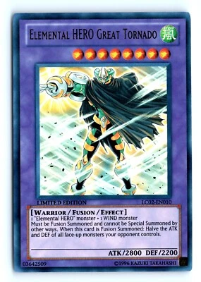 Yu-Gi-Uh #LC02-EN010 Elemental HERO Great Tornado Legendary Collection 2 tcg - Image 1 of 2